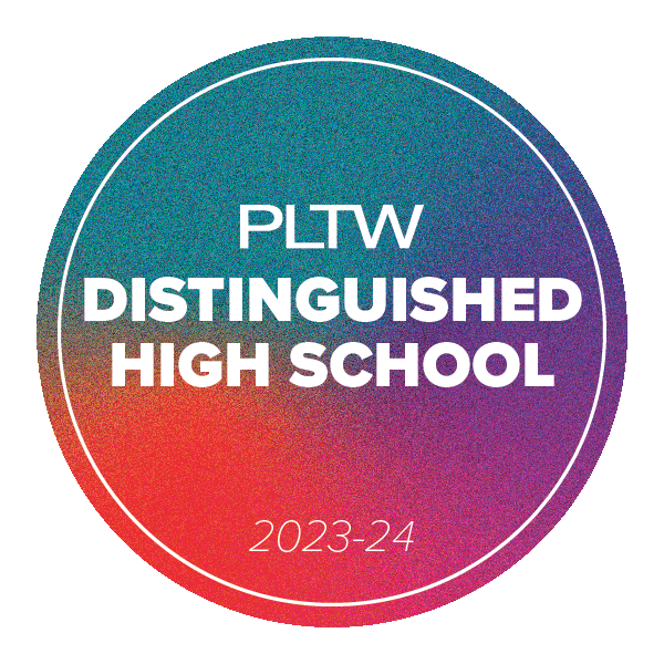 Logo for PLTW Distinguished High Schools award